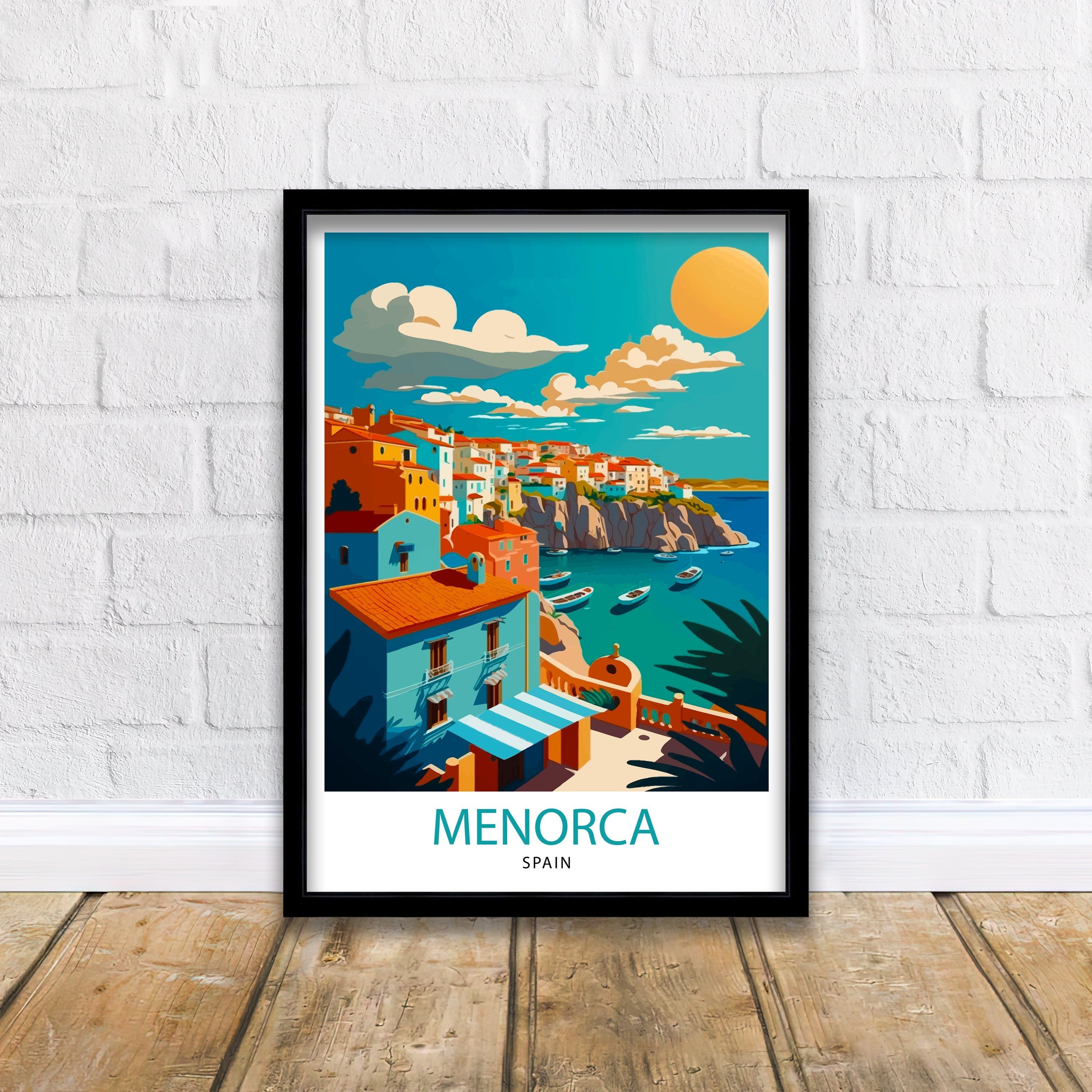 Menorca Spain Travel Illustration, Coastal Art Print