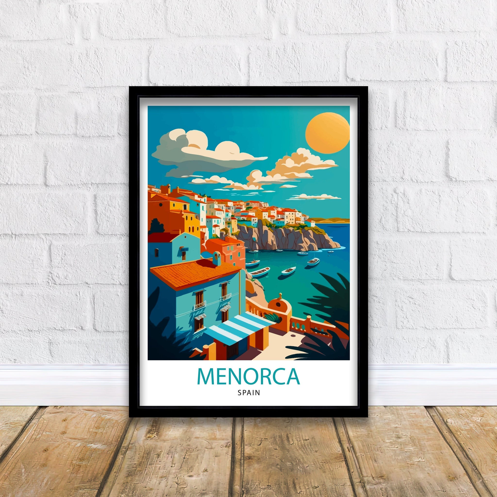 Menorca Spain Travel Illustration, Coastal Art Print