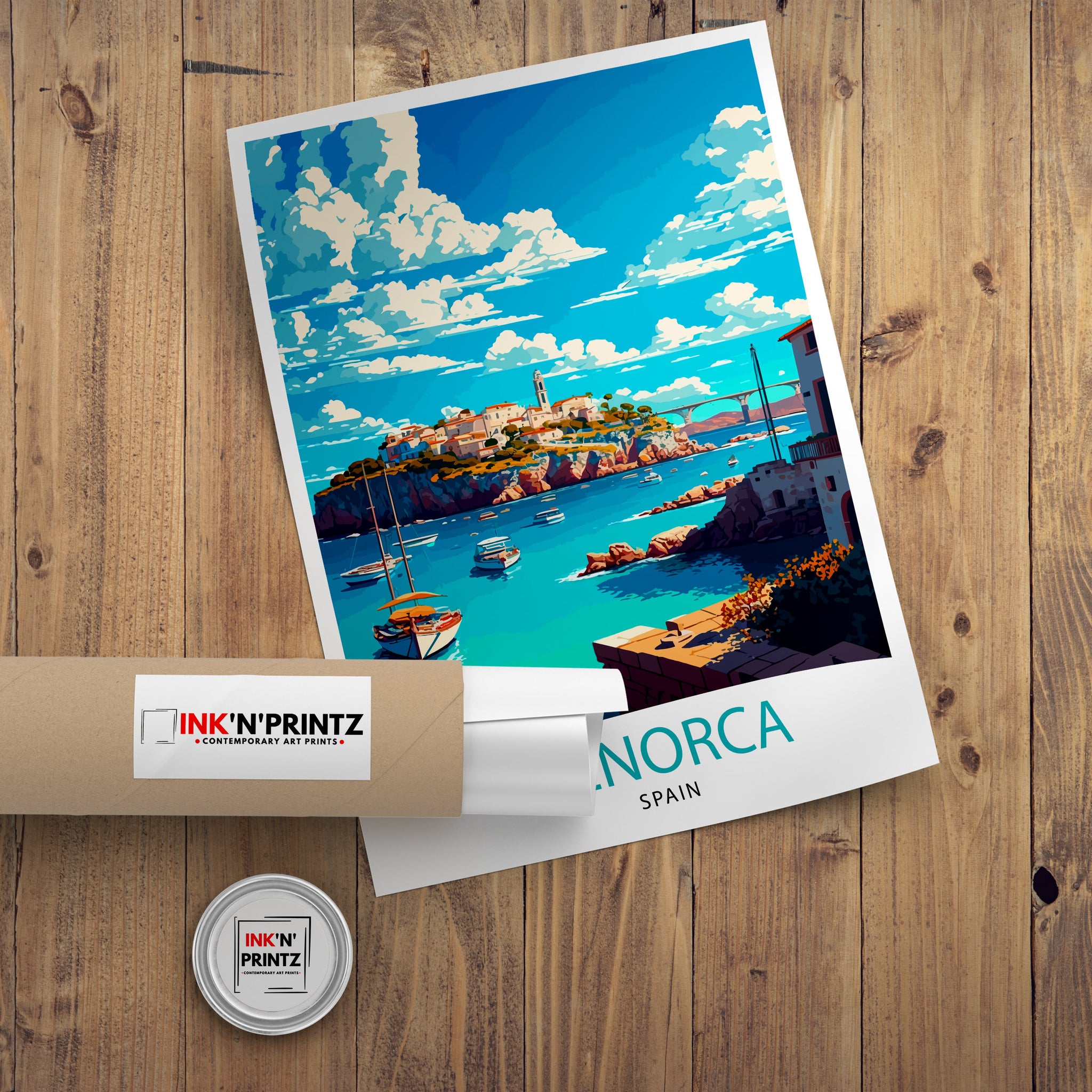 Menorca Spain Travel Illustration Print, Coastal Home Decor