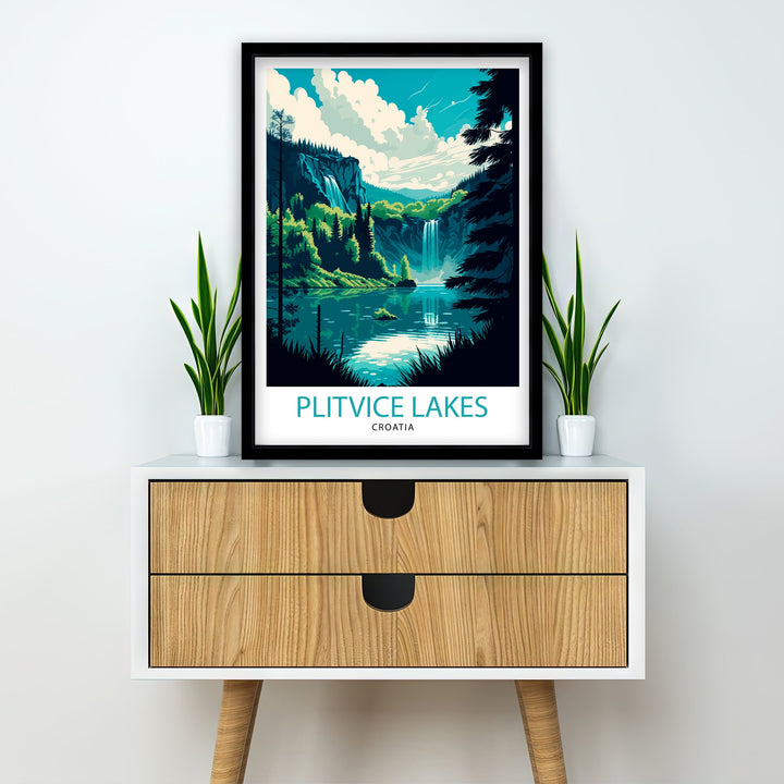 Plitvice Lakes Croatia Travel Poster Plitvice Lakes Wall Art Croatia Travel Poster Plitvice Lakes National Park Illustration Gift For Croatia