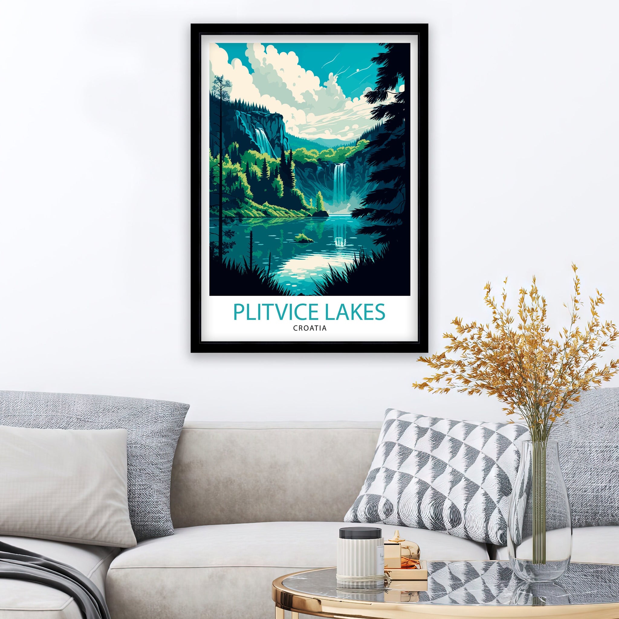 Plitvice Lakes Croatia Print, National Park Travel Poster