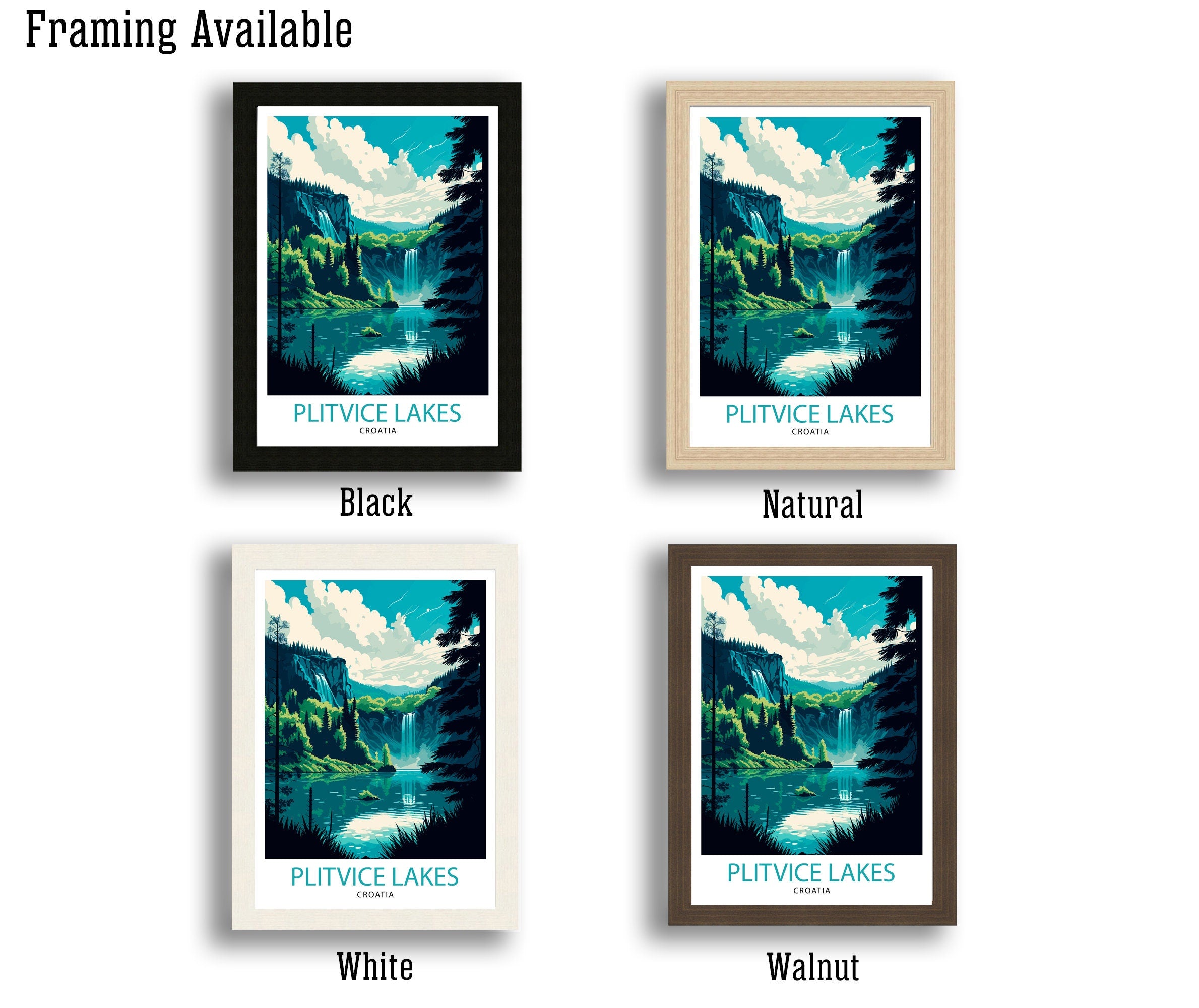 Plitvice Lakes Croatia Print, National Park Travel Poster