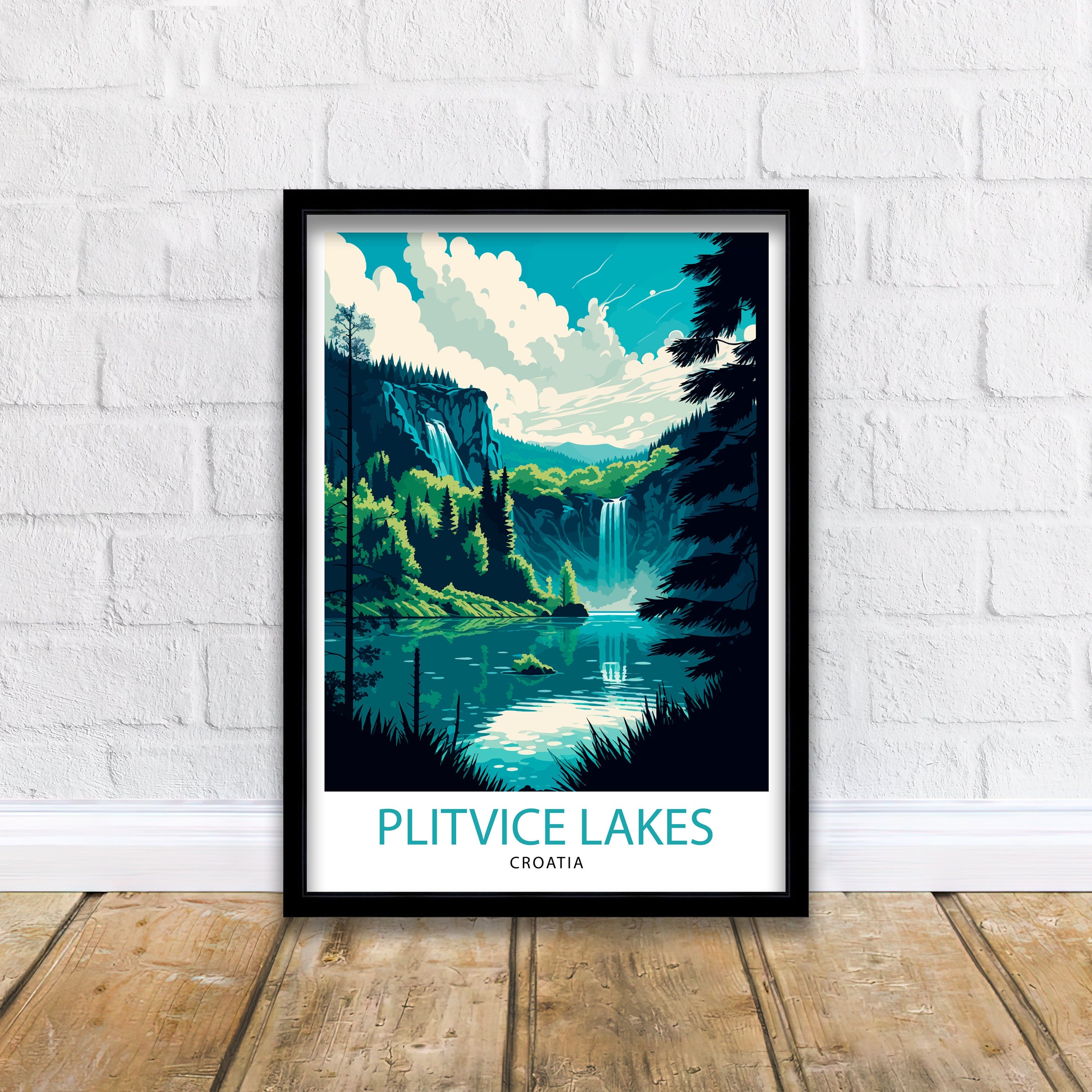 Plitvice Lakes Croatia Print, National Park Travel Poster