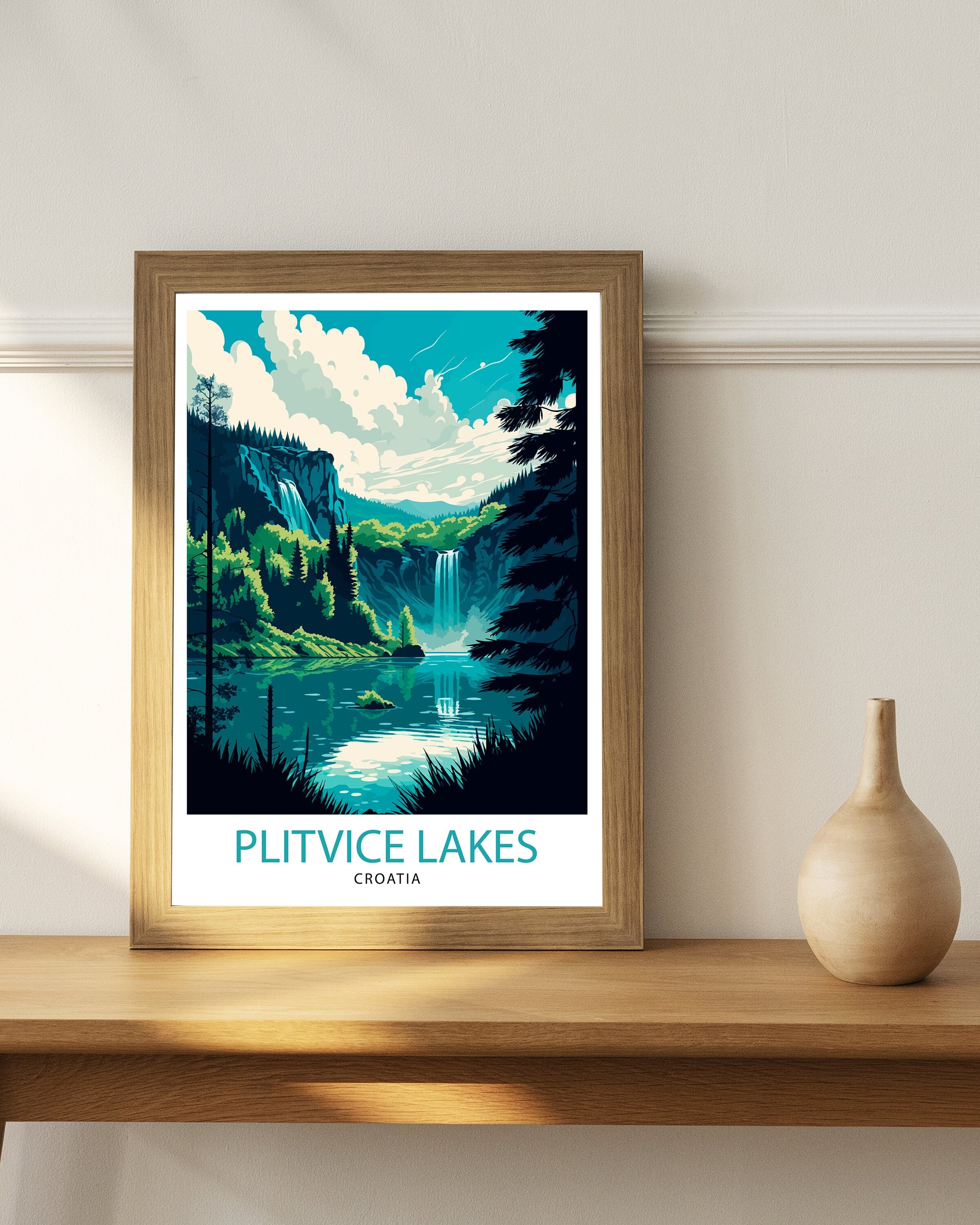 Plitvice Lakes Croatia Print, National Park Travel Poster