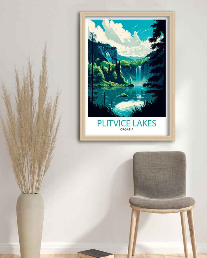 Plitvice Lakes Croatia Travel Poster Plitvice Lakes Wall Art Croatia Travel Poster Plitvice Lakes National Park Illustration Gift For Croatia