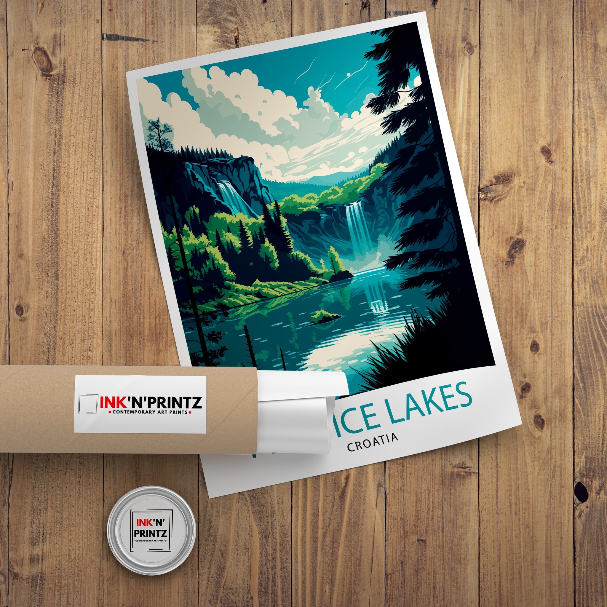 Plitvice Lakes Croatia Print, National Park Travel Poster