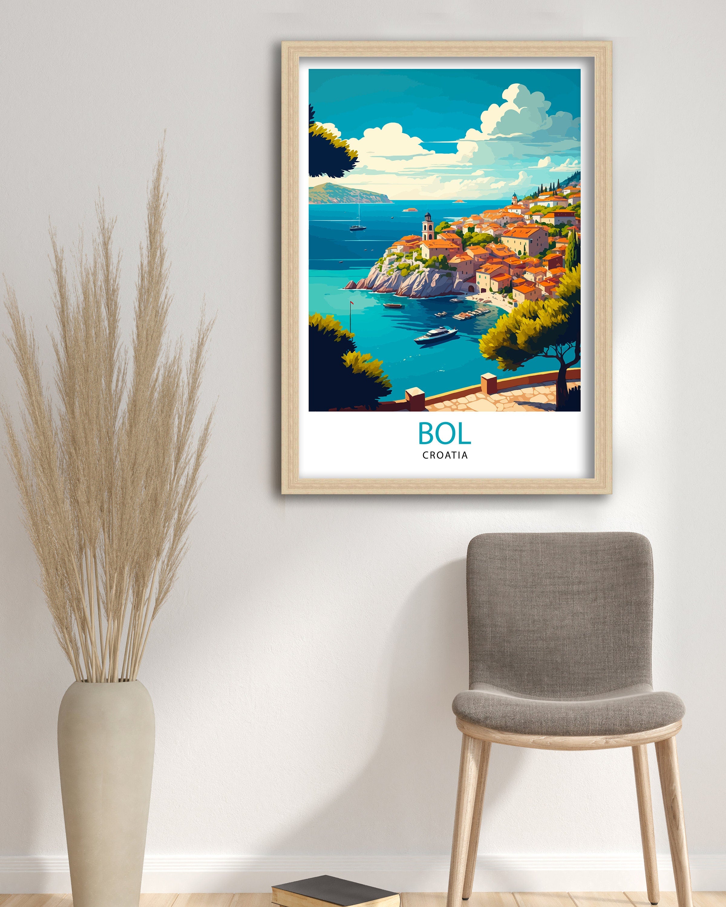 Bol Croatia Travel Poster Print, Coastal Town Art
