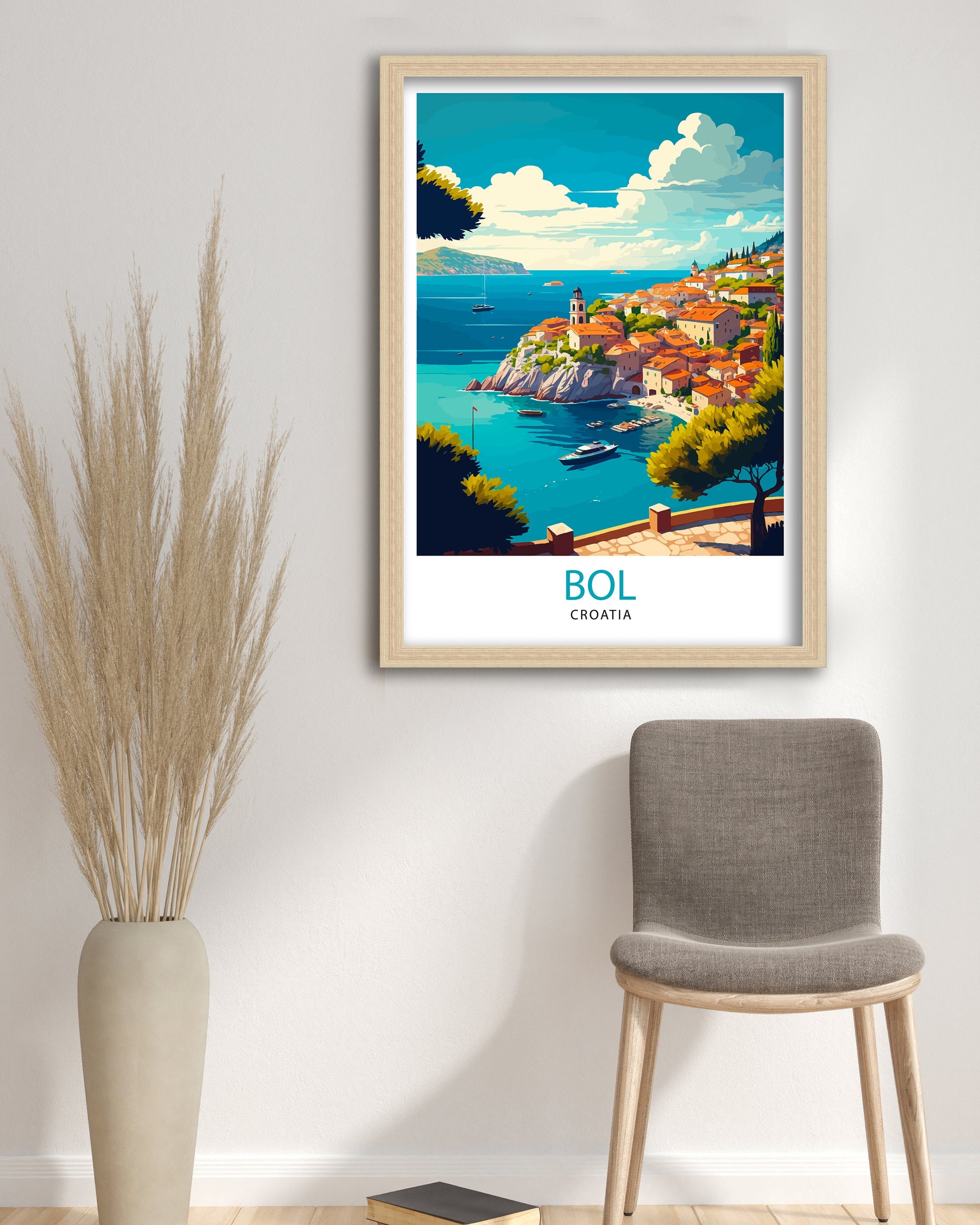 Bol Croatia Travel Poster Print, Coastal Town Art