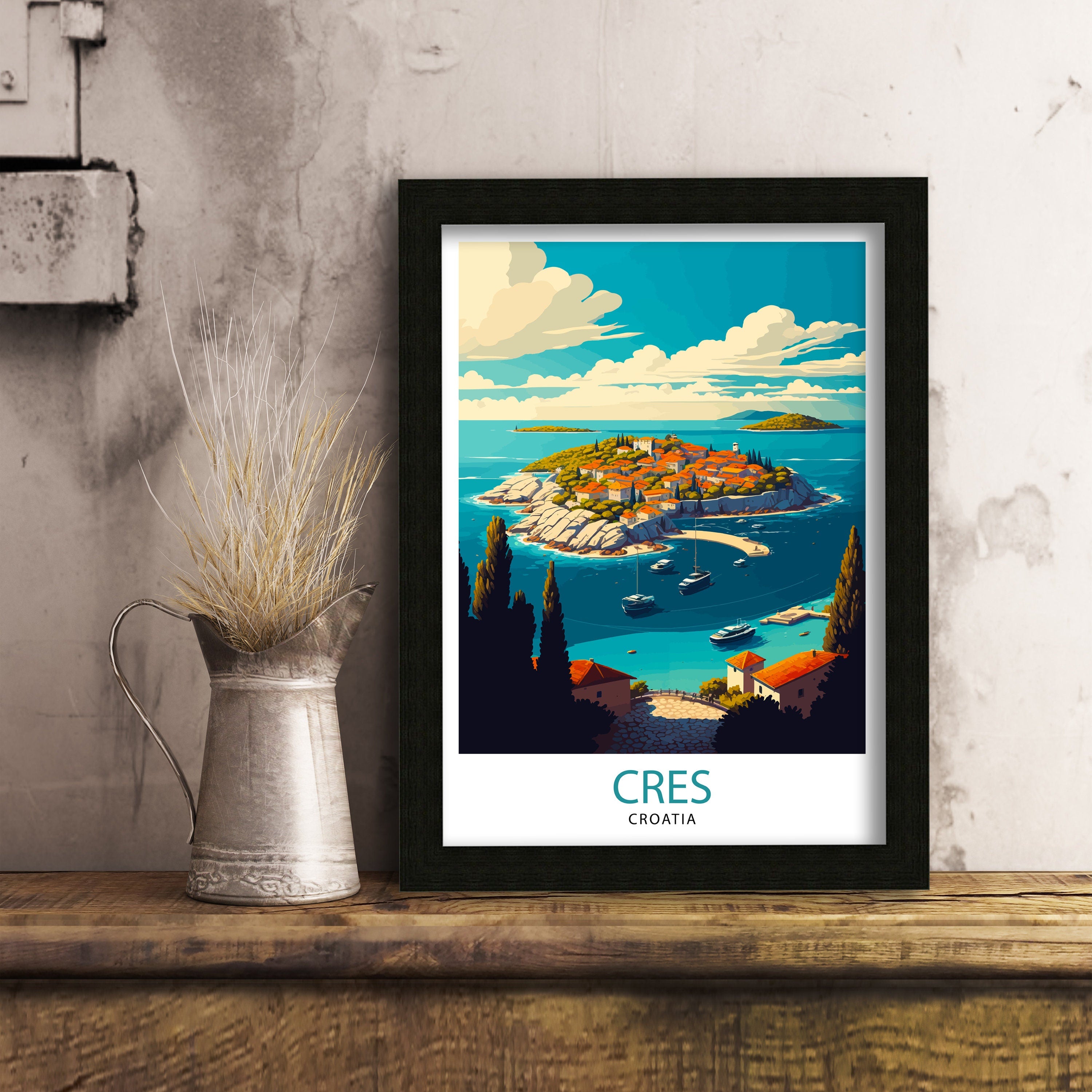 Cres Island Croatia Art Print, Coastal Travel Poster