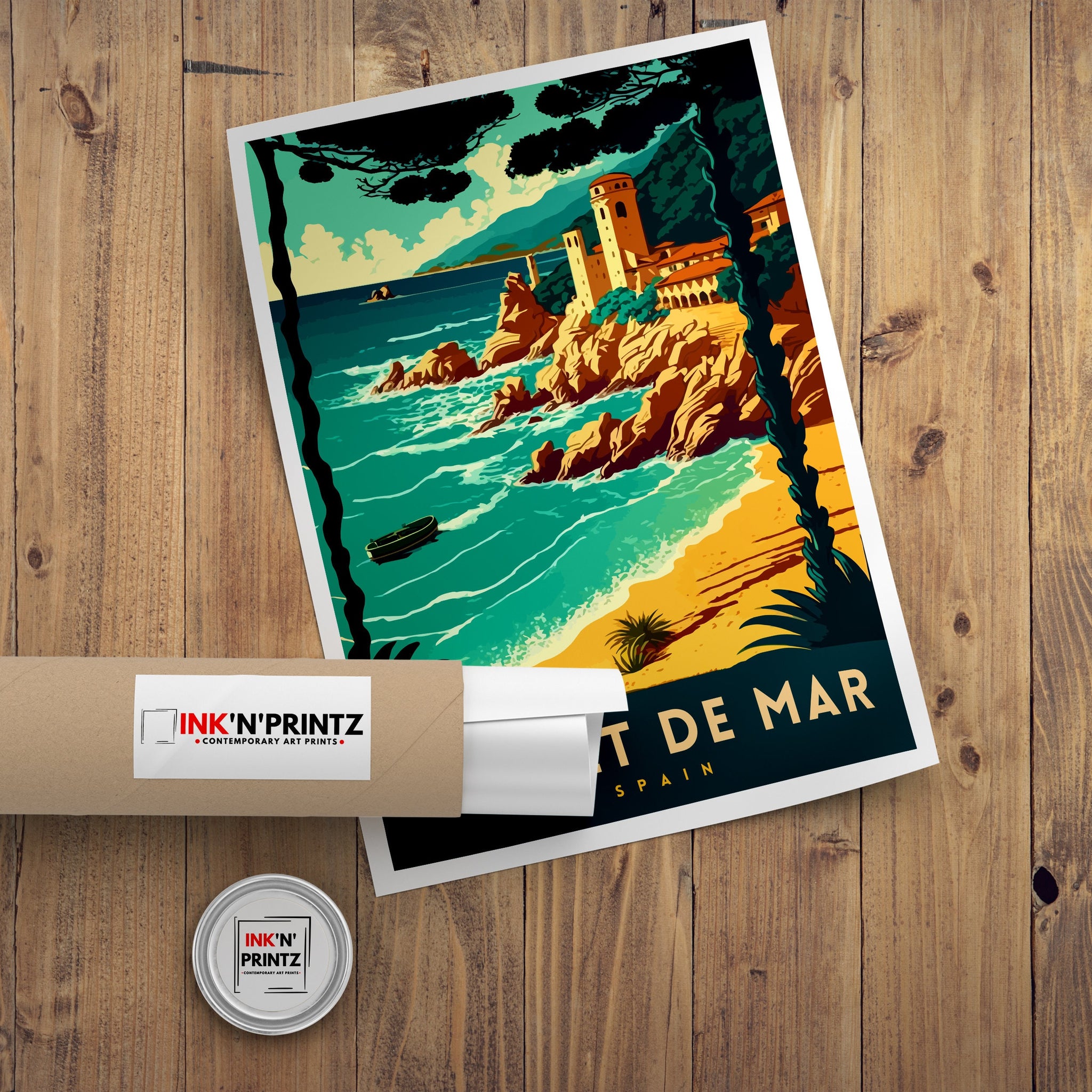 Lloret de Mar Spain Travel Poster, Coastal Illustration