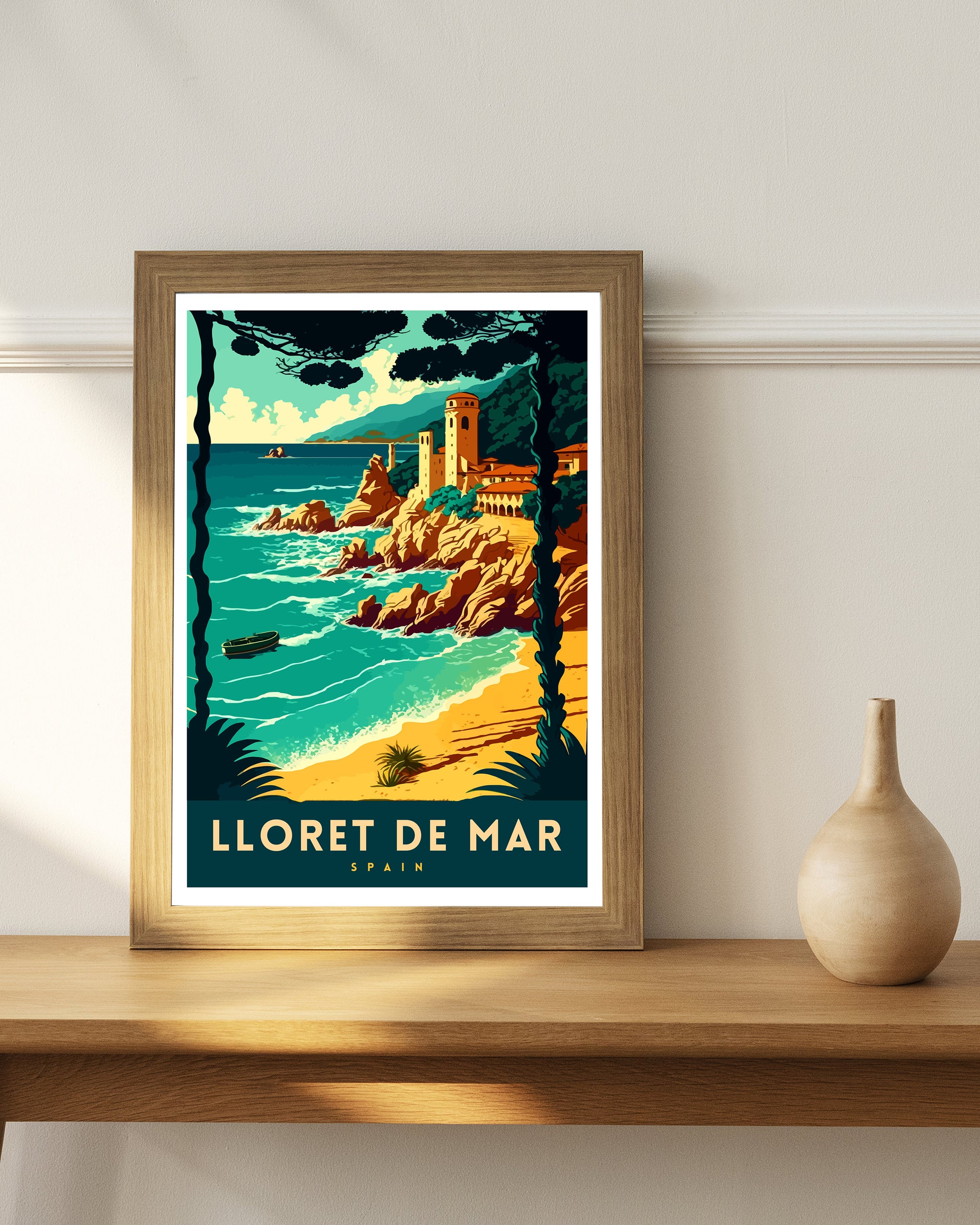 Lloret de Mar Spain Travel Poster, Coastal Illustration