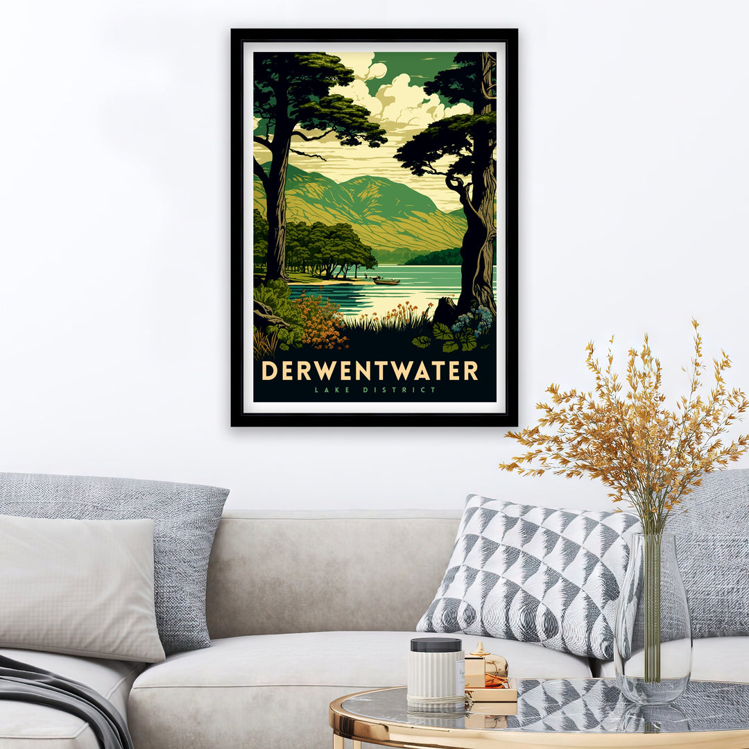 Derwentwater Lake District Travel Poster