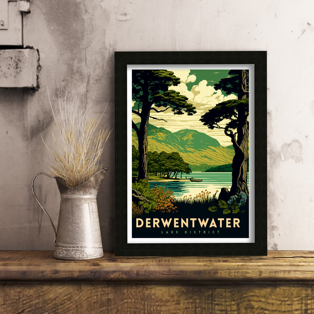 Derwentwater Lake District Travel Poster