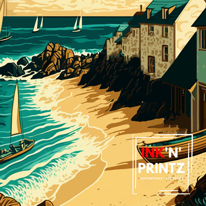 St Ives Cornwall Travel Poster Cornwall Wall Art St Ives Home Decor Cornwall Illustration Travel Poster Gift for St Ives Lover, Cornwall