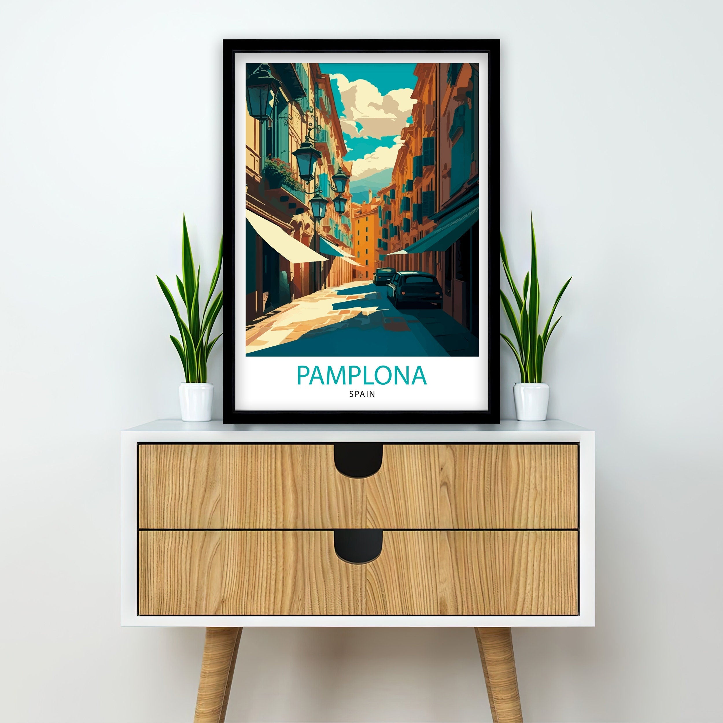 Pamplona Spain Travel Illustration Print
