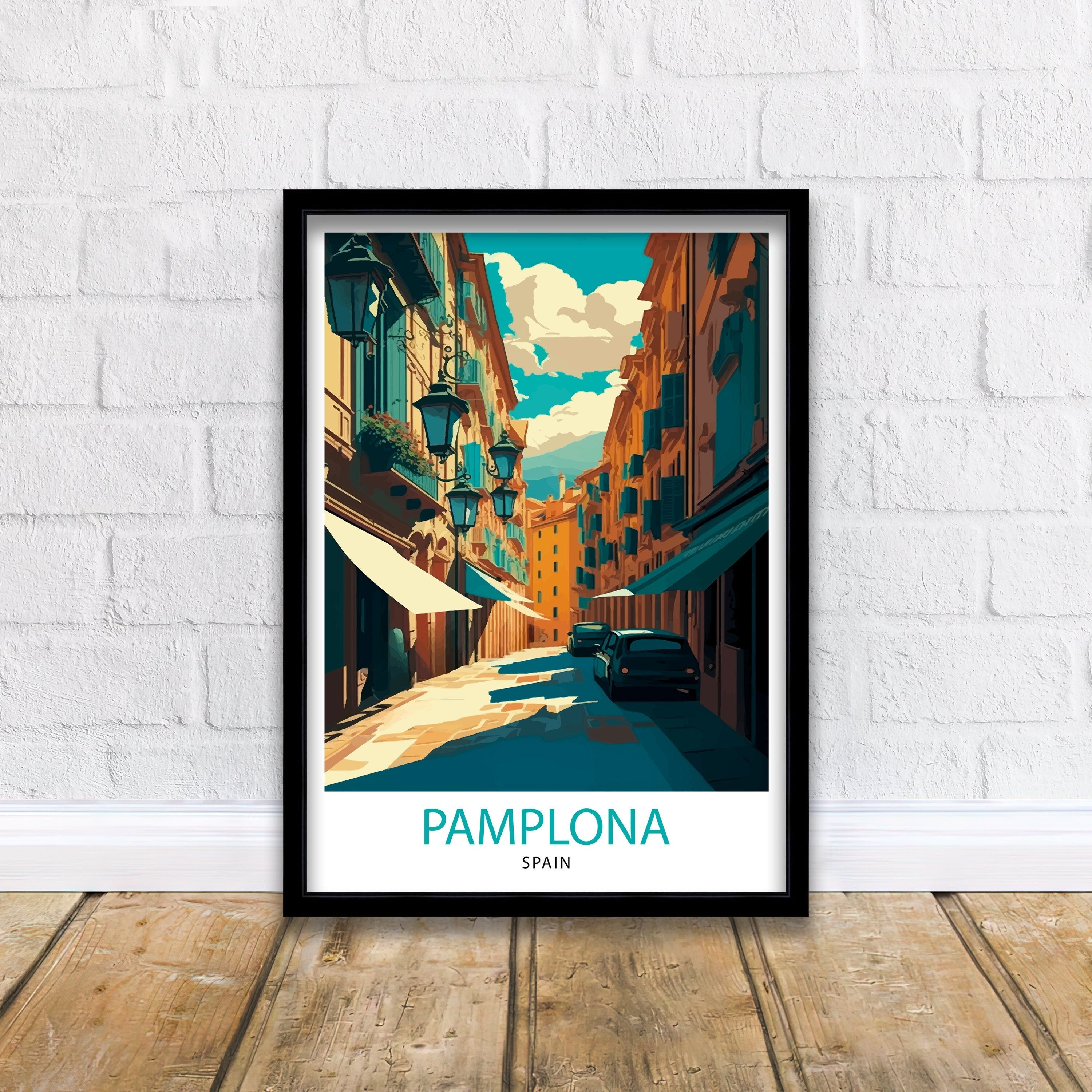 Pamplona Spain Travel Illustration Print