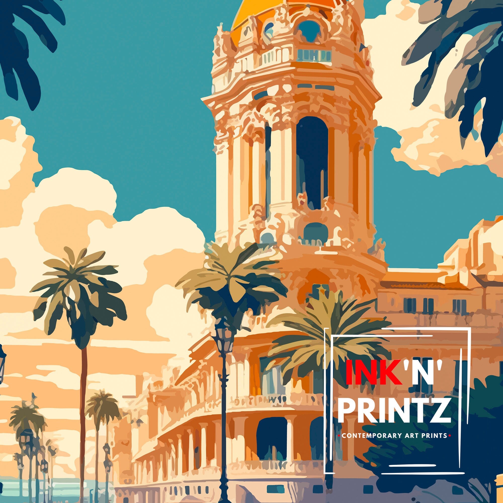 Valencia Spain Travel Poster, Vibrant City Illustration