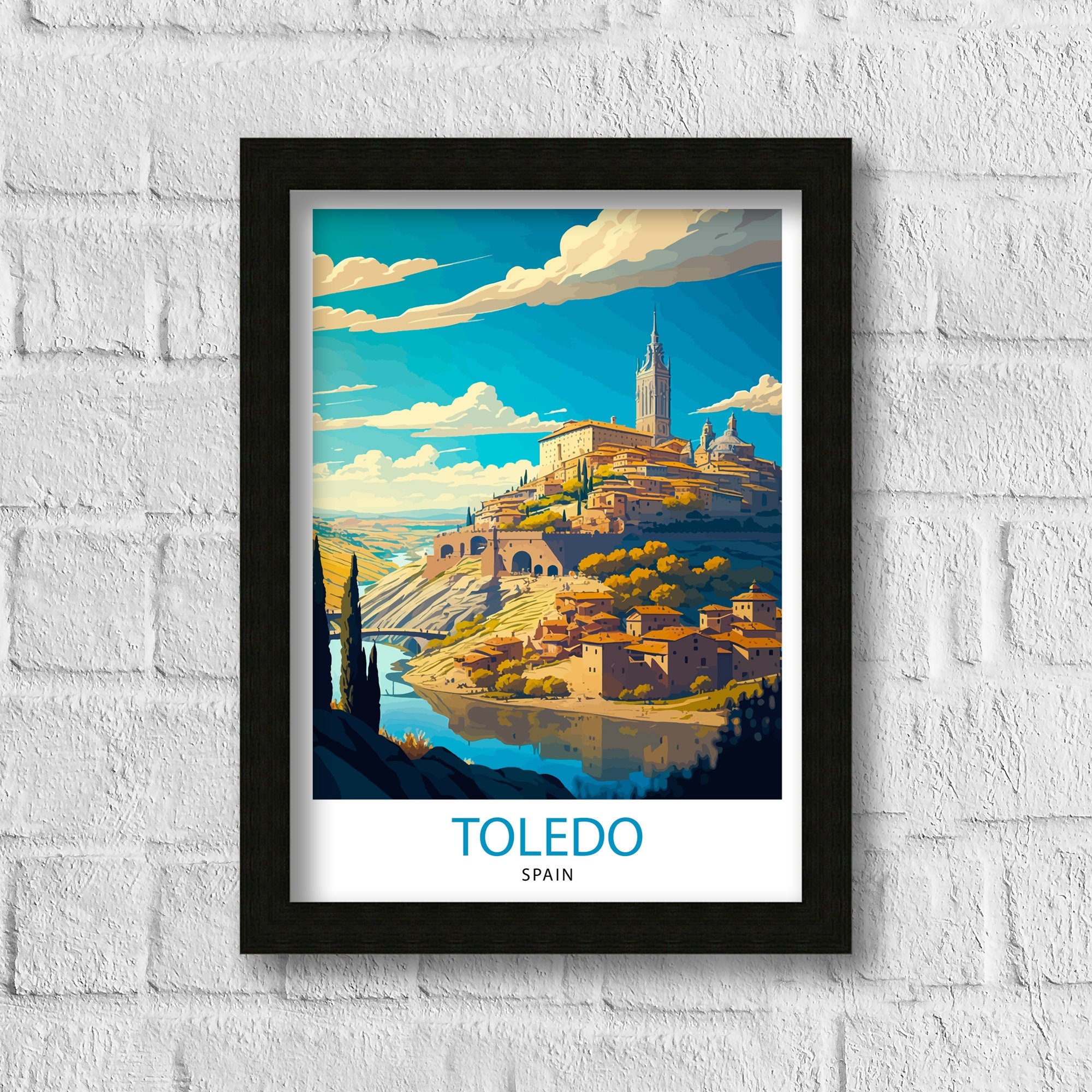 Toledo Spain Art Print, Travel Poster Illustration