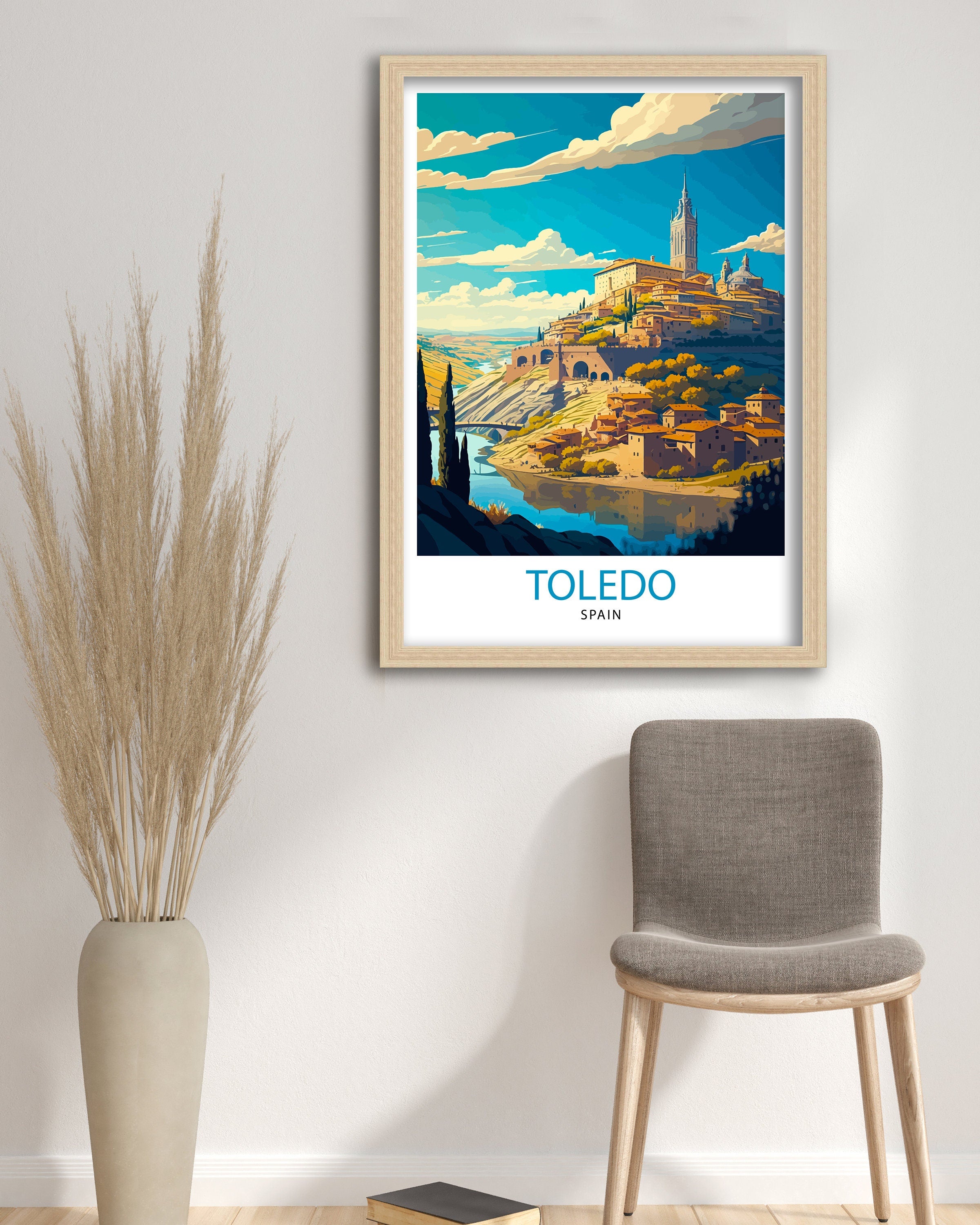 Toledo Spain Art Print, Travel Poster Illustration