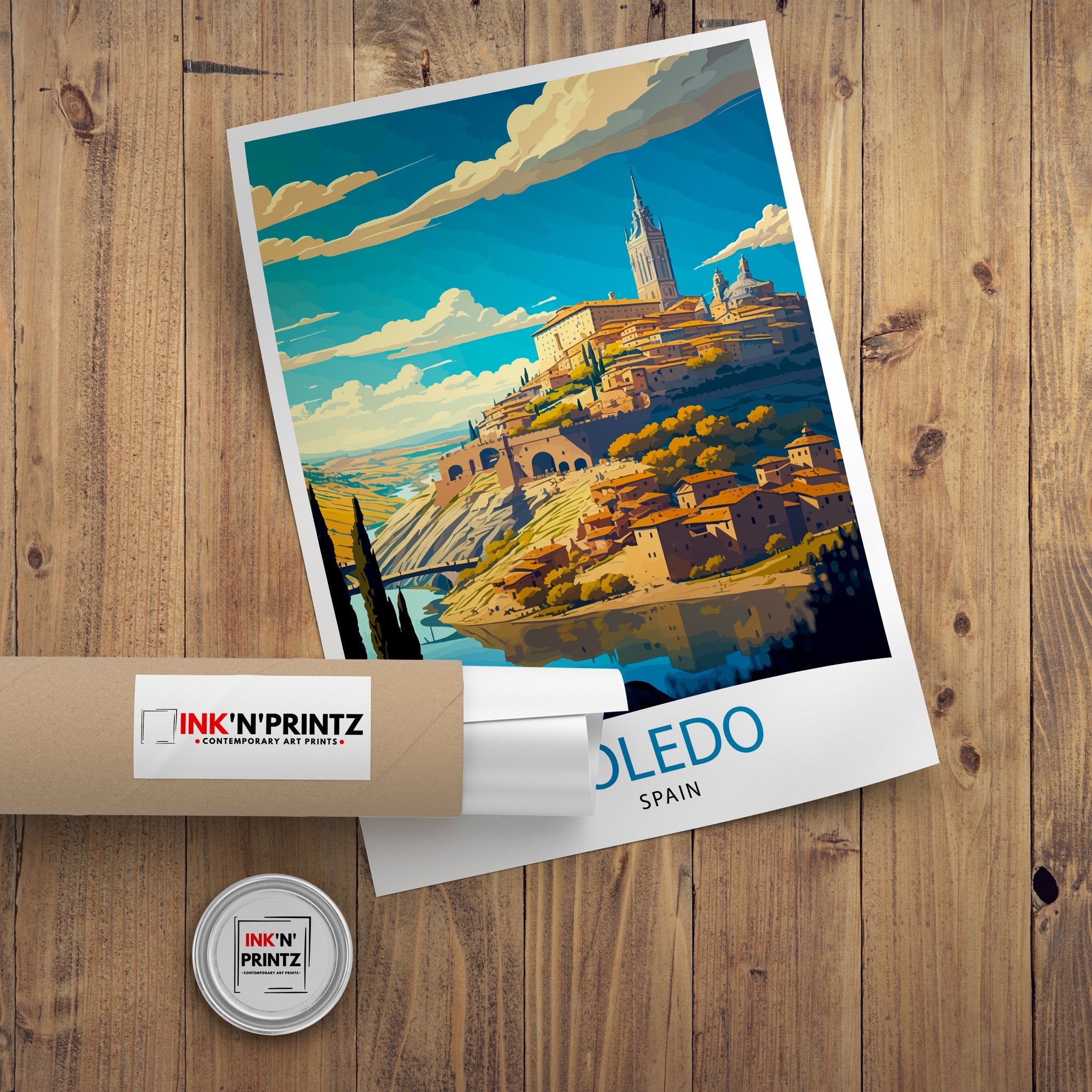 Toledo Spain Art Print, Travel Poster Illustration