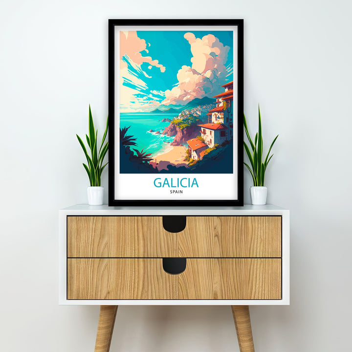 Galicia Spain Travel Poster Galicia Wall Art Galicia Home Decor Galicia Spain Illustration Galicia Travel Poster Galicia Gift