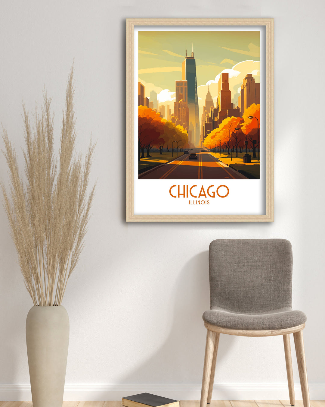 Chicago Travel Poster Chicago Wall Art Chicago Poster Chicago Illinois Poster Chicago Skyline Art Travel Decor Chicago Gift