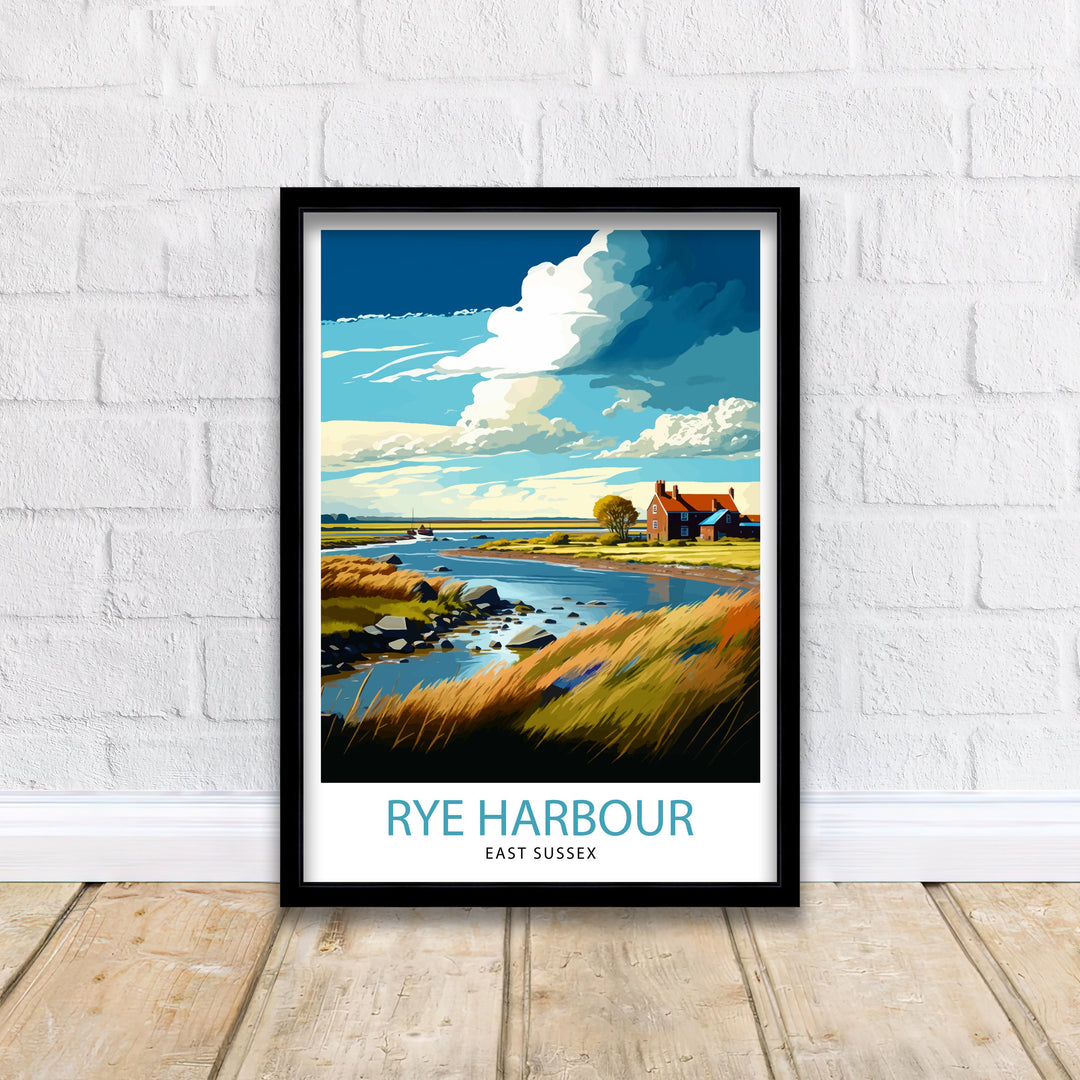 Rye Harbour Travel Poster Rye Harbour Wall Art Rye Harbour Home Decor Rye Harbour Illustration Travel Poster Gift For Travelers England Poster