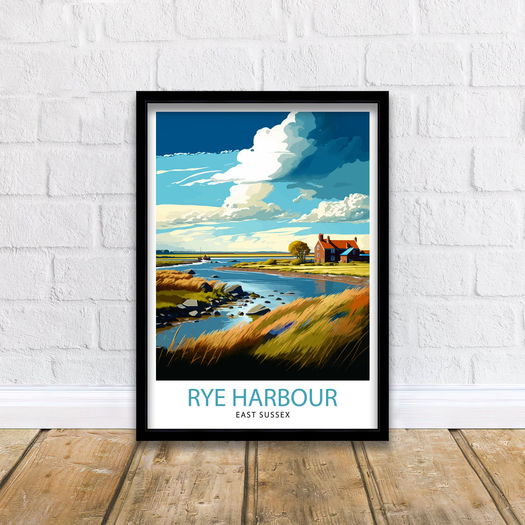 Rye Harbour Travel Poster Rye Harbour Wall Art Rye Harbour Home Decor Rye Harbour Illustration Travel Poster Gift For Travelers England Poster