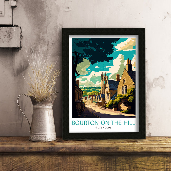 Bourton on the Hill Travel Poster Cotswolds Wall Art Bourton on the Hill Home Decor England Illustration Travel Poster Gift For Travelers