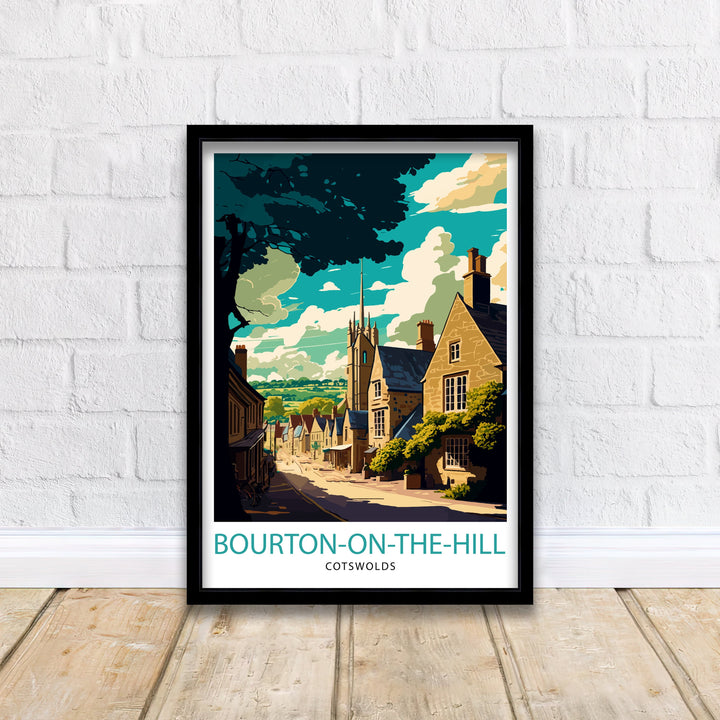 Bourton on the Hill Travel Poster Cotswolds Wall Art Bourton on the Hill Home Decor England Illustration Travel Poster Gift For Travelers