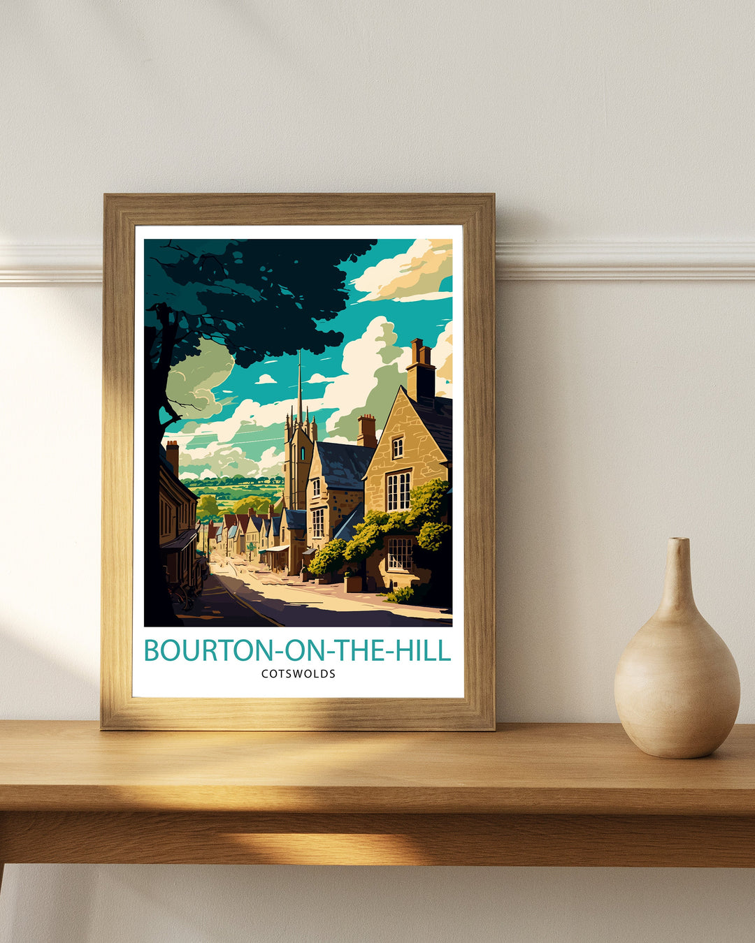 Bourton on the Hill Travel Poster Cotswolds Wall Art Bourton on the Hill Home Decor England Illustration Travel Poster Gift For Travelers