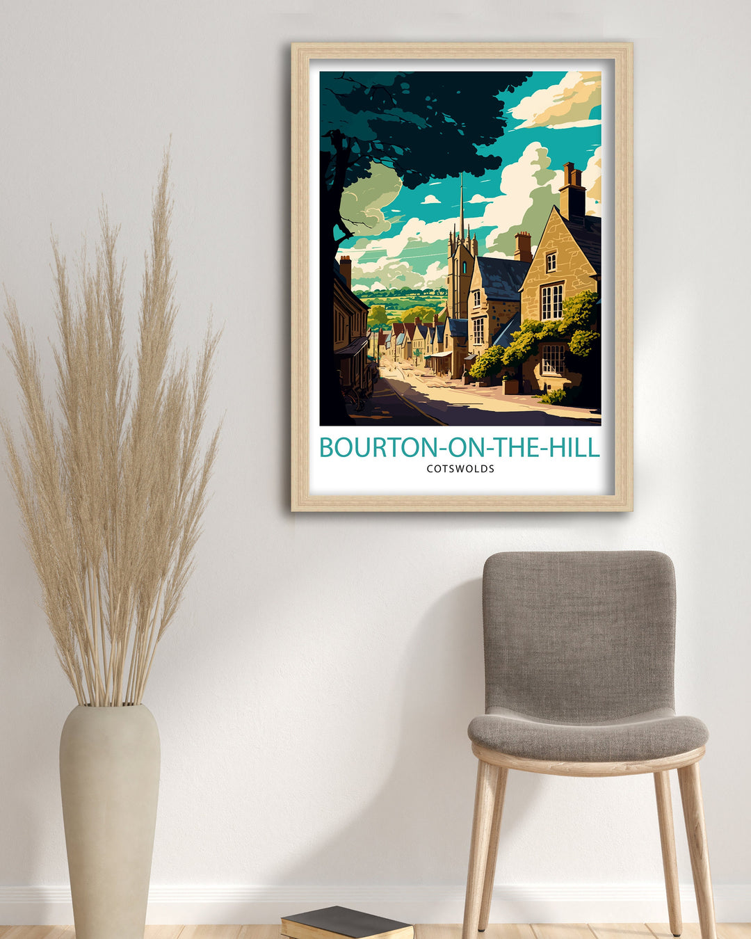 Bourton on the Hill Travel Poster Cotswolds Wall Art Bourton on the Hill Home Decor England Illustration Travel Poster Gift For Travelers