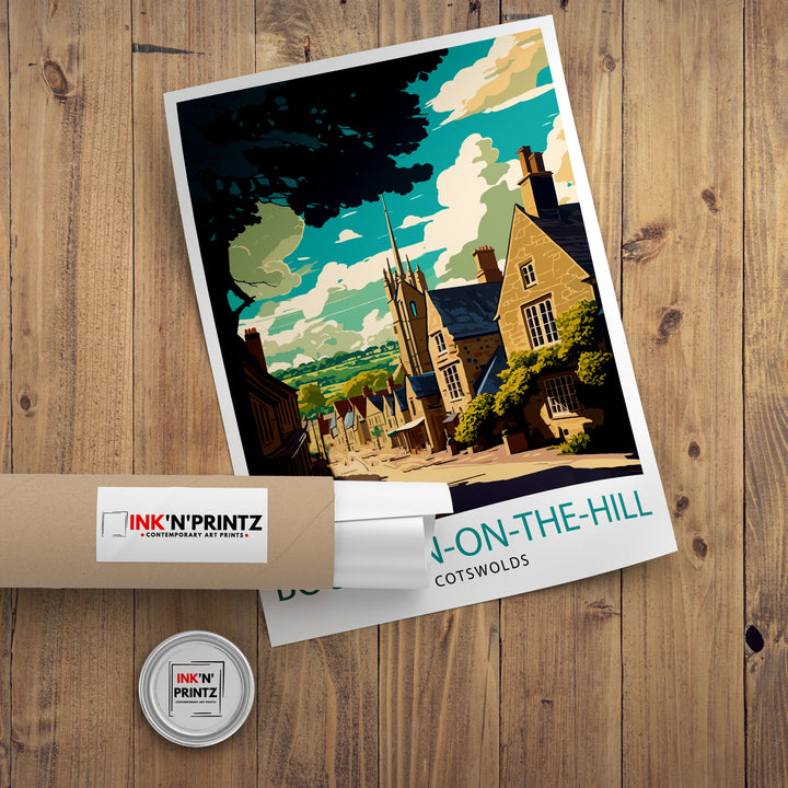 Bourton on the Hill Travel Poster Cotswolds Wall Art Bourton on the Hill Home Decor England Illustration Travel Poster Gift For Travelers