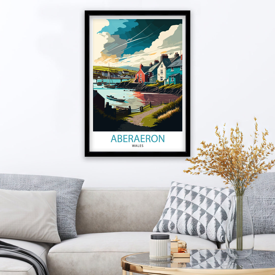 Aberaeron Wales Travel Poster , Aberaeron Wall Art Wales Travel Poster Welsh Coastal Town, Aberaeron Illustration Wales Home Decor