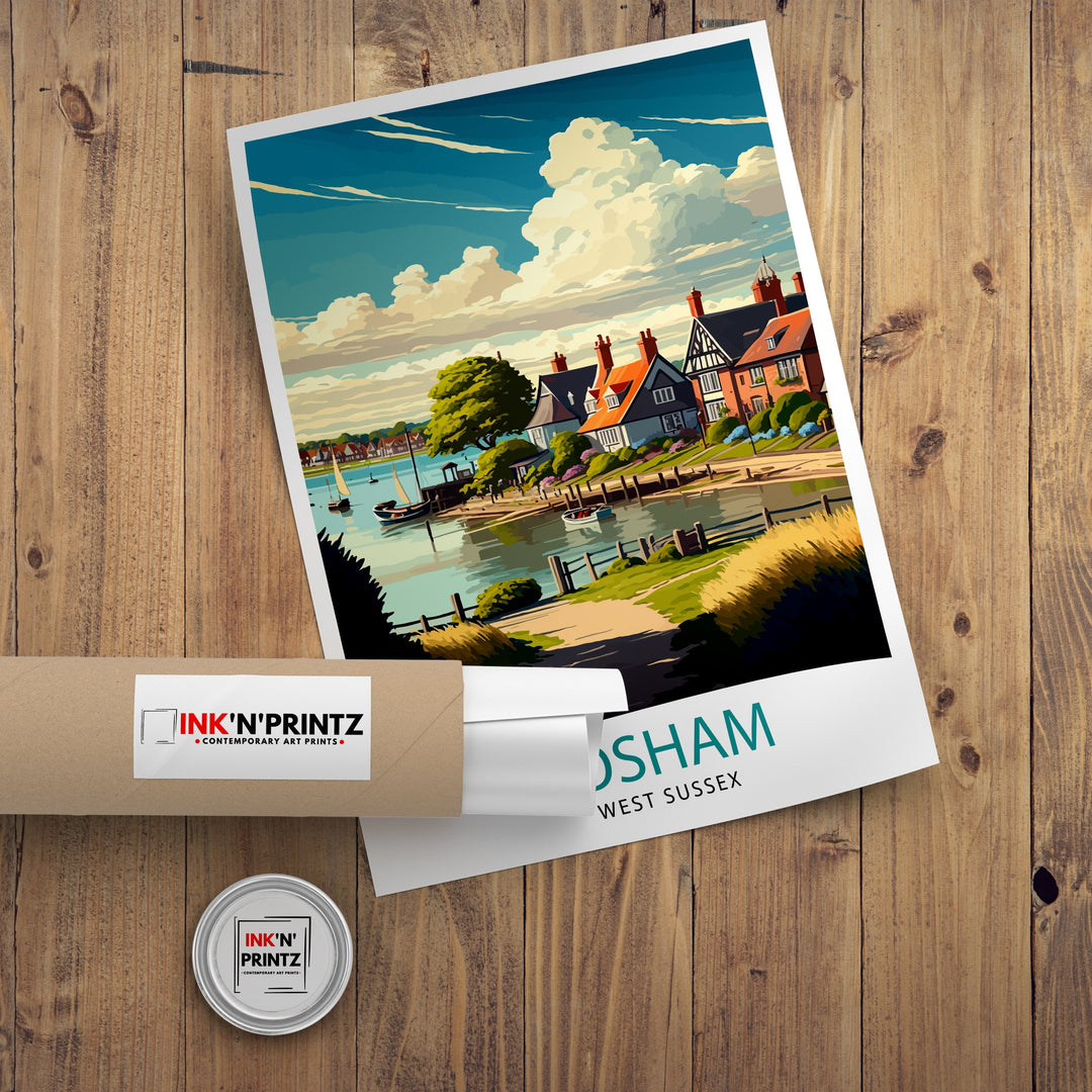 Bosham West Sussex Travel Poster Bosham Wall Art Bosham Illustration Travel Poster Gift West Sussex Home Decor