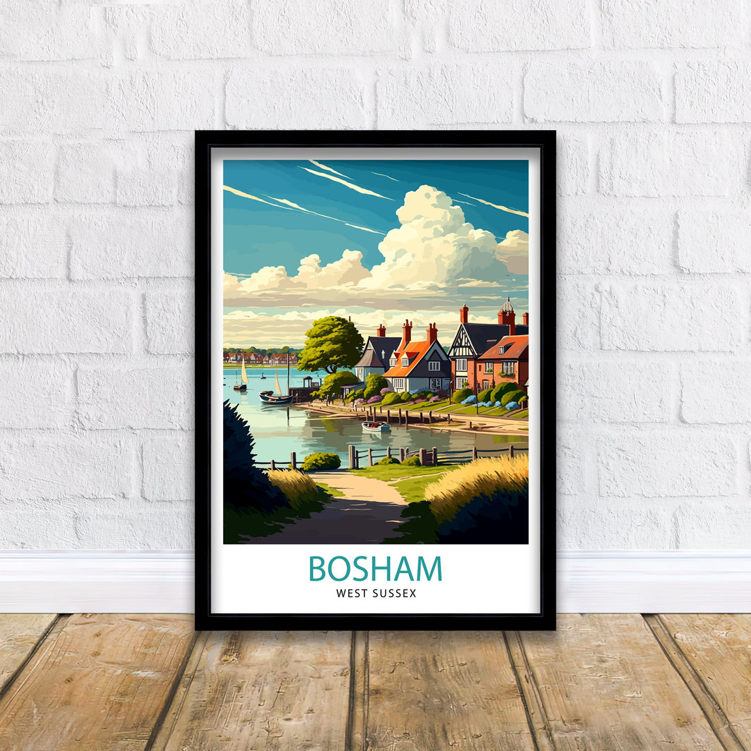 Bosham West Sussex Travel Poster Bosham Wall Art Bosham Illustration Travel Poster Gift West Sussex Home Decor