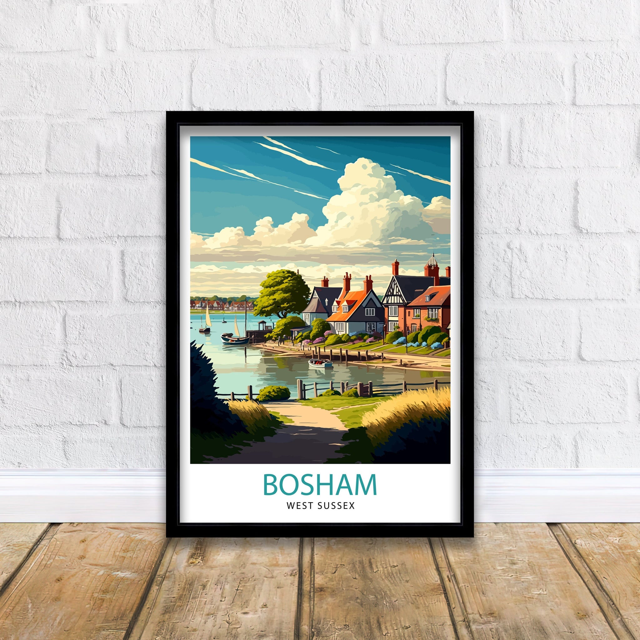 Bosham West Sussex Illustration Print, Seaside Home Decor