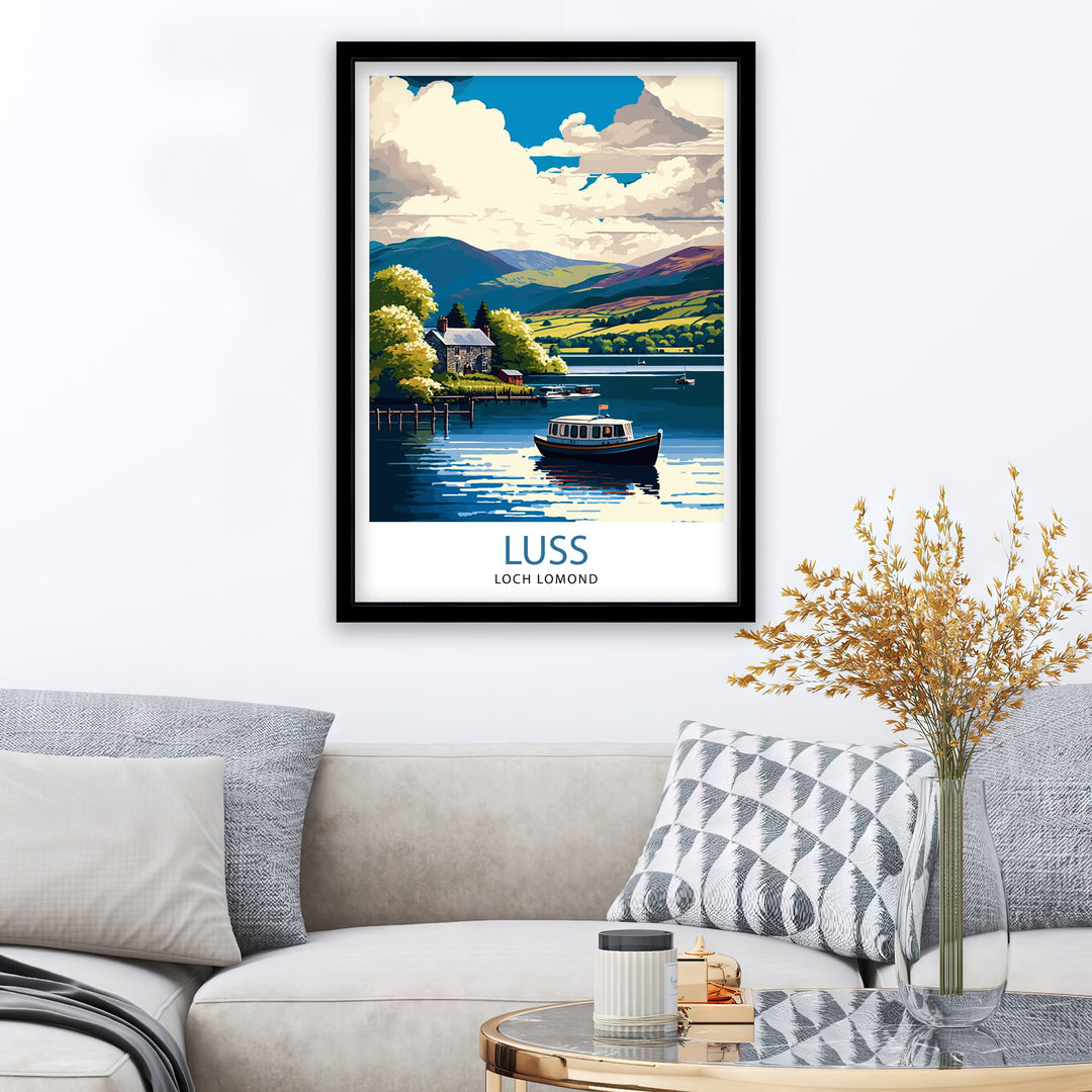 Luss Loch Lomond Travel Poster Scotland Wall Art Scottish Home Decor Travel Poster Scotland Landscape Illustration Gift For Scotland Lovers