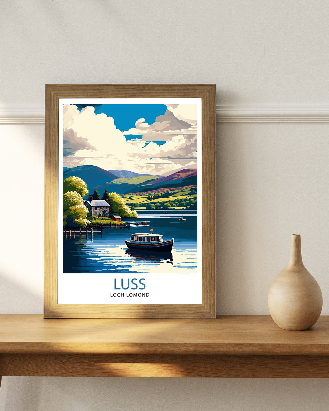 Luss Loch Lomond Travel Poster Scotland Wall Art Scottish Home Decor Travel Poster Scotland Landscape Illustration Gift For Scotland Lovers