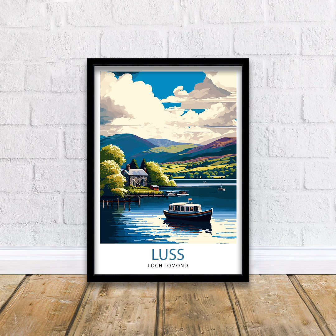 Luss Loch Lomond Travel Poster Scotland Wall Art Scottish Home Decor Travel Poster Scotland Landscape Illustration Gift For Scotland Lovers