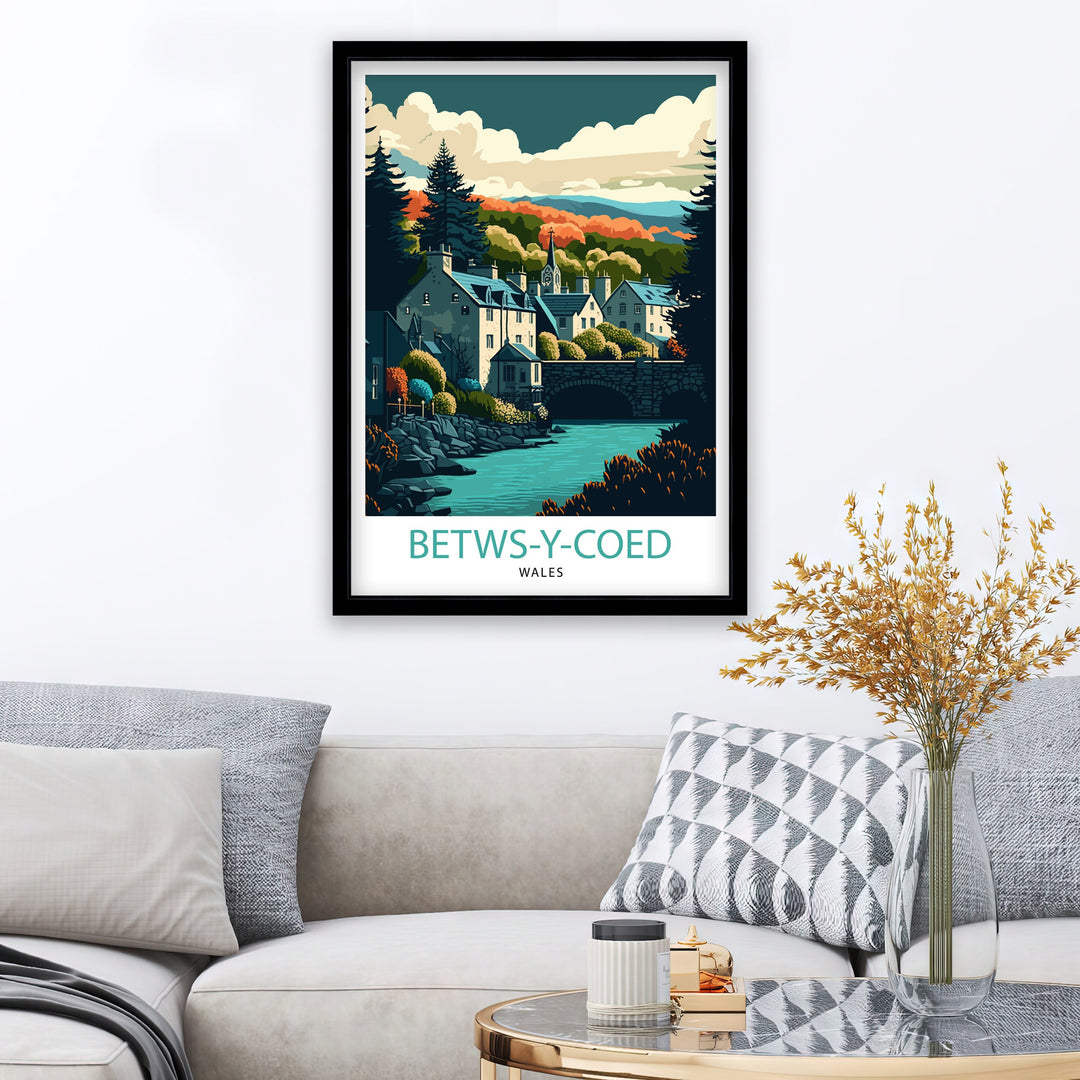 Betws-y-Coed Travel Poster Wales Wall Art Betws-y-Coed Illustration Wales Poster Travel Gift for Wales Betws-y-Coed Home Decor