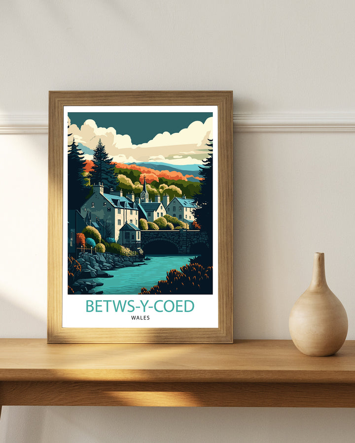 Betws-y-Coed Travel Poster Wales Wall Art Betws-y-Coed Illustration Wales Poster Travel Gift for Wales Betws-y-Coed Home Decor