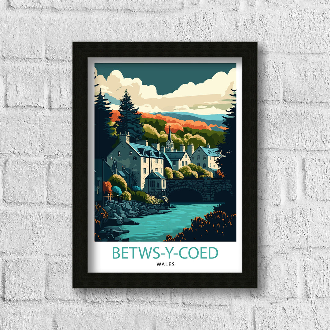 Betws-y-Coed Travel Poster Wales Wall Art Betws-y-Coed Illustration Wales Poster Travel Gift for Wales Betws-y-Coed Home Decor