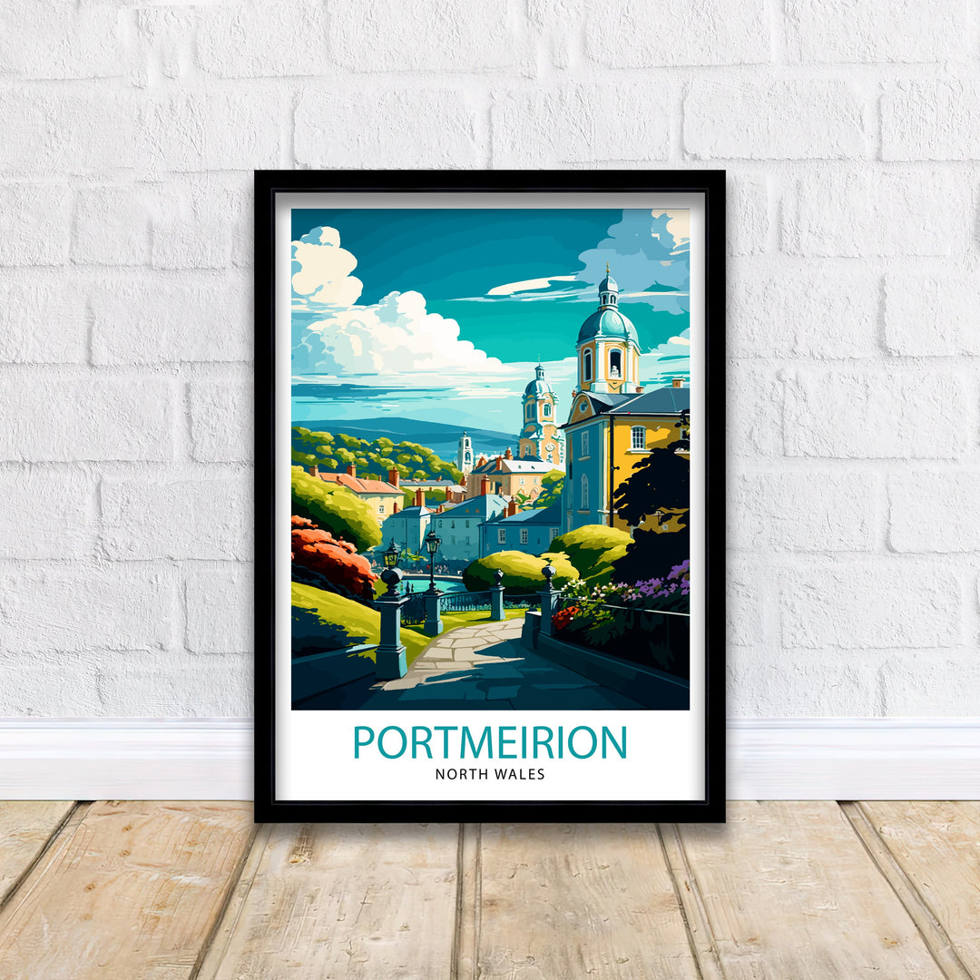 Portmeirion Wales Travel Poster