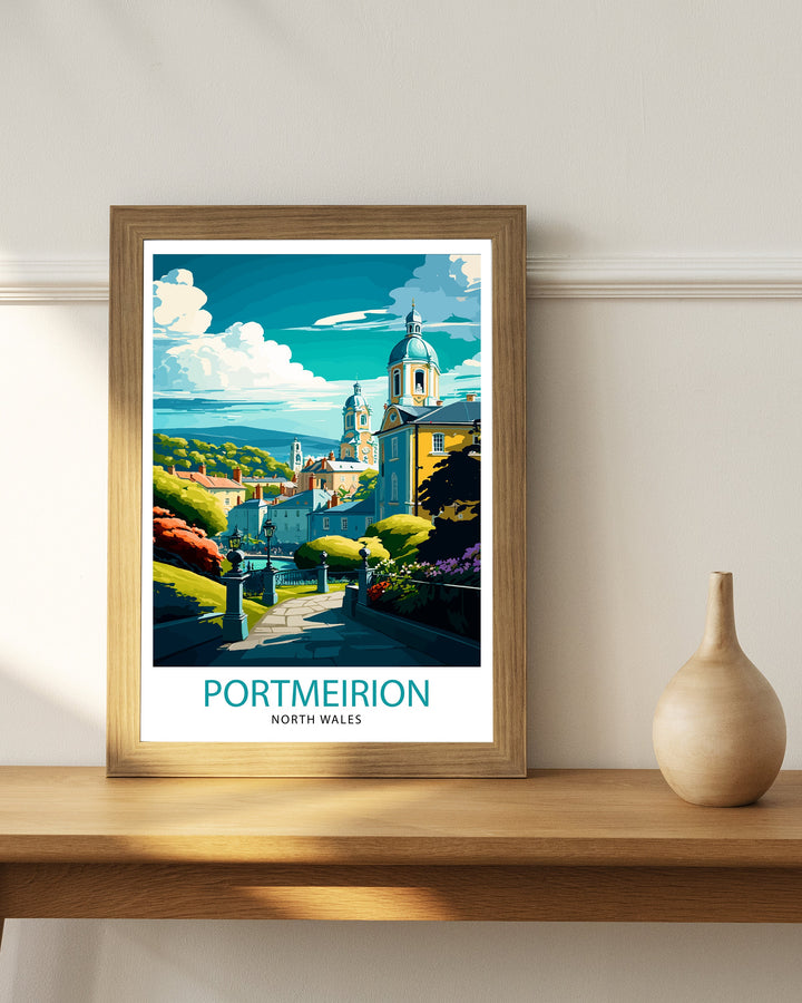 Portmeirion Wales Travel Poster