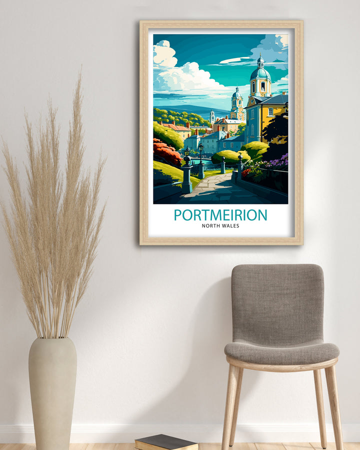 Portmeirion Wales Travel Poster