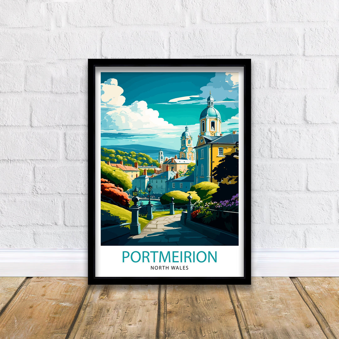 Portmeirion Wales Travel Poster