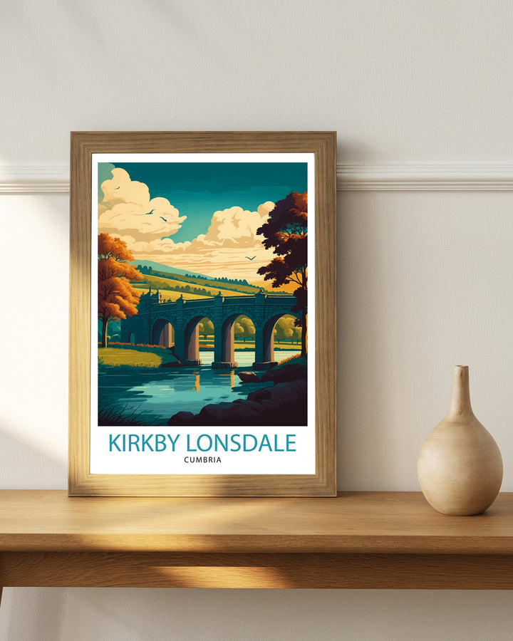 Kirkby Lonsdale Travel Poster Wall Art for Home and Office Decor Illustration of Kirkby Lonsdale Perfect Souvenir Gift for Travelers