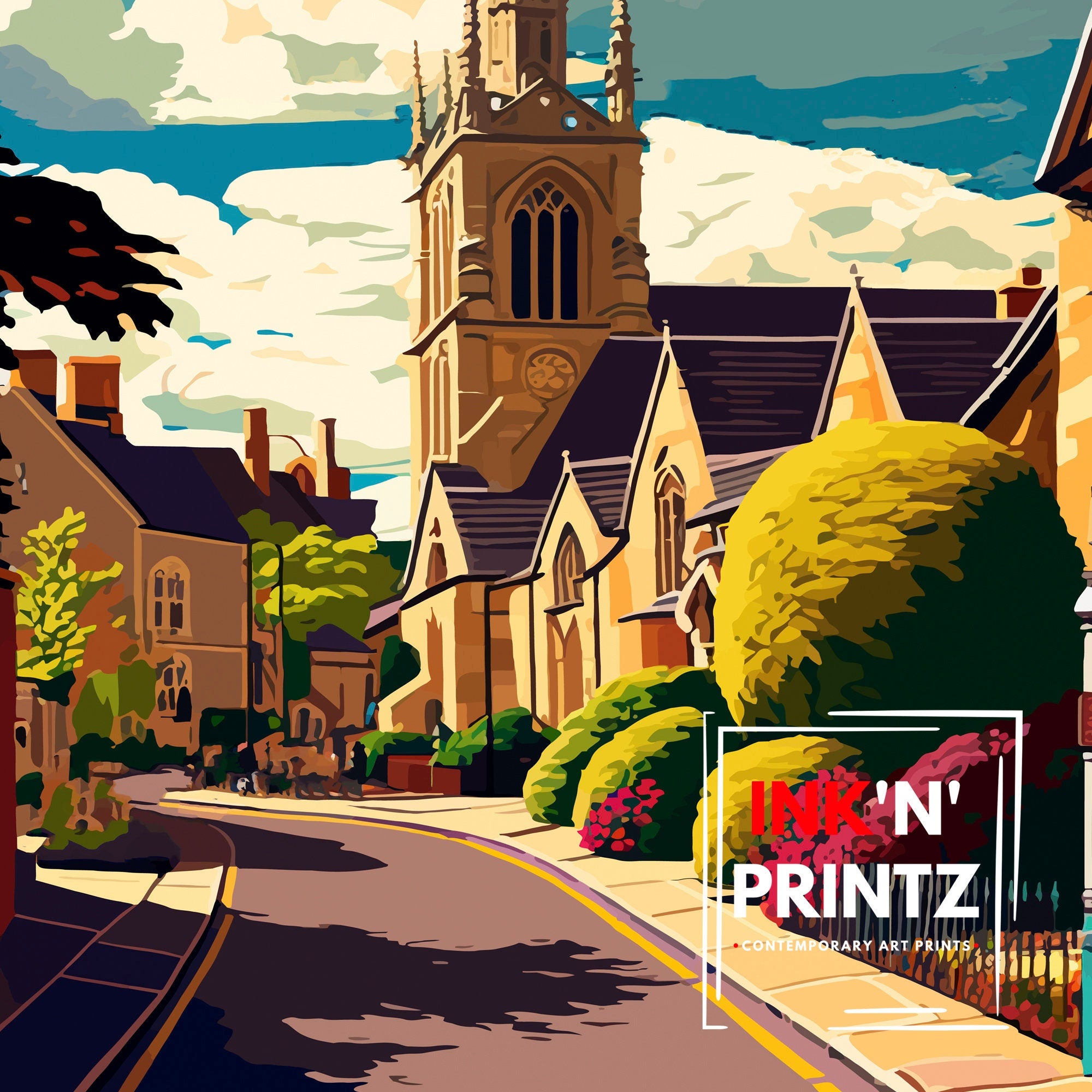 Chipping Campden Print, Illustrated Cotswolds Travel Poster