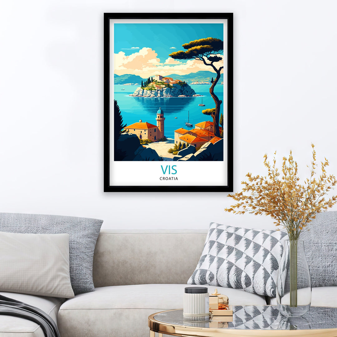 Vis Croatia Travel Poster Vis Island Wall Art Vis Croatia Home Decor Travel Poster Croatia Poster Gift For Travelers